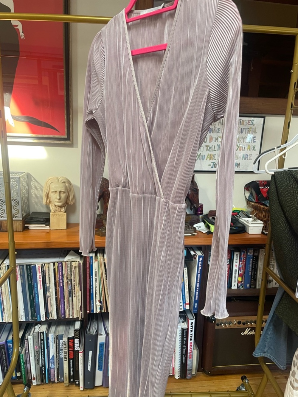 ASOS Dusty Lavender Long Sleeve Wrap Midi Dress